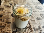 Fromage blanc, muesli, banane, miel